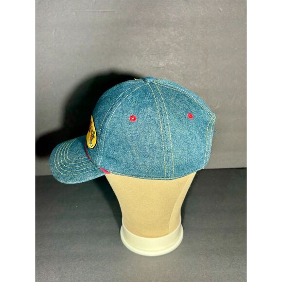 Disney Mickey Mouse Denim Hat Adjustable Cap Red Trim Vintage Style - Picture 3 of 6